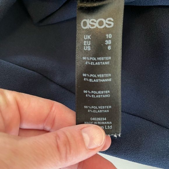 ASOS pencil dress navy and white  with tie shoulder strap size 6 - Picture 6 of 9